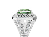 White gold Fancy Green Princess  Cut Double Halo Split Shank Diamond Ring with Prong Setting_34