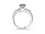 White gold Fancy Green Princess  Cut Five-Stone Prong Set Diamond Ring with Classic Band_32