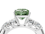 White gold Fancy Green Princess  Cut Five-Stone Prong Set Diamond Ring with Classic Band_33