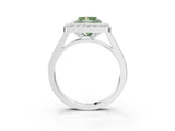 White gold Fancy Green Princess Cut Halo Bezel Diamond Pave Band Ring_3