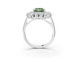 White gold Fancy Green Princess Cut Halo Cluster Diamond Ring with Pave Band and Four-Prong Setting_15
