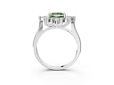 White gold Fancy Green Princess Cut Halo Diamond Cluster Ring with Marquise and Round Stones on a White Gold Band with Prong Setting_3