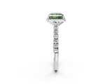 White gold Fancy Green Princess  Cut Halo Diamond Engagement Ring with Pave Band and Four-Prong Setting_2