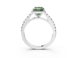 White gold Fancy Green Princess  Cut Halo Diamond Engagement Ring with Pave Band and Four-Prong Setting_3