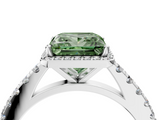White gold Fancy Green Princess  Cut Halo Diamond Engagement Ring with Pave Band and Four-Prong Setting_4