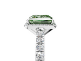 White gold Fancy Green Princess  Cut Halo Diamond Engagement Ring with Pave Band and Four-Prong Setting_5