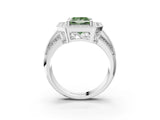 White gold Fancy Green Princess Cut Halo Diamond Engagement Ring with Pave Split Shank and Four-Prong Setting_15