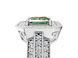 White gold Fancy Green Princess Cut Halo Diamond Engagement Ring with Pave Split Shank and Four-Prong Setting_17