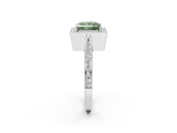 White gold Fancy Green Princess Cut Halo Diamond Engagement Ring with Split Shank Band and Four-Prong Setting_2