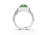 White gold Fancy Green Princess Cut Halo Diamond Engagement Ring with Split Shank Band and Four-Prong Setting_3