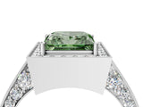 White gold Fancy Green Princess Cut Halo Diamond Engagement Ring with Split Shank Band and Four-Prong Setting_4
