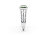 White gold Fancy Green Princess  Cut Halo Diamond Engagement Ring with Split Shank and Four-Prong Setting_2