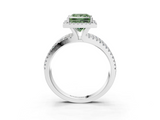 White gold Fancy Green Princess  Cut Halo Diamond Engagement Ring with Split Shank and Four-Prong Setting_3