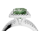 White gold Fancy Green Princess  Cut Halo Diamond Engagement Ring with Split Shank and Four-Prong Setting_4