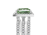 White gold Fancy Green Princess  Cut Halo Diamond Engagement Ring with Split Shank and Four-Prong Setting_5