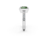 White gold Fancy Green Princess  Cut Halo Diamond Pave Band Ring with Four-Prong Setting_2