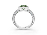 White gold Fancy Green Princess  Cut Halo Diamond Pave Band Ring with Four-Prong Setting_3