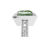 White gold Fancy Green Princess  Cut Halo Diamond Pave Band Ring with Four-Prong Setting_5