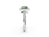 White gold Fancy Green Princess  Cut Halo Diamond Pave Band with Four-Prong Setting_2