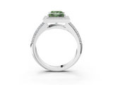 White gold Fancy Green Princess  Cut Halo Diamond Pave Band with Four-Prong Setting_3