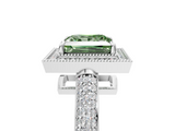 White gold Fancy Green Princess  Cut Halo Diamond Pave Band with Four-Prong Setting_5