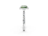 White gold Fancy Green Princess Cut Halo Diamond Pave Band with Prong Setting_2