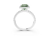 White gold Fancy Green Princess Cut Halo Diamond Pave Band with Prong Setting_3