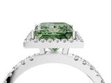 White gold Fancy Green Princess Cut Halo Diamond Pave Band with Prong Setting_4