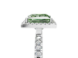 White gold Fancy Green Princess Cut Halo Diamond Pave Band with Prong Setting_5