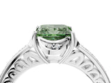 White gold Fancy Green Princess  Cut Halo Diamond Ring with Channel Set Band and Four-Prong Setting_33