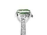 White gold Fancy Green Princess  Cut Halo Diamond Ring with Channel Set Band and Four-Prong Setting_34