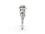 White gold Fancy Green Princess Cut Halo Diamond Ring with Milgrain and Bezel Accents on a Split Shank Band_14