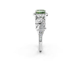 White gold Fancy Green Princess Cut Halo Diamond Ring with Milgrain and Bezel Accents on a Split Shank Band_14