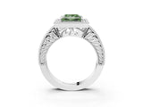 White gold Fancy Green Princess  Cut Halo Diamond Ring with Pavé Band and Four-Prong Setting_48