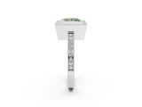 White gold Fancy Green Princess  Cut Halo Diamond Ring with Pavé Band and Milgrain Prong Setting_33