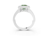 White gold Fancy Green Princess  Cut Halo Diamond Ring with Pavé Band and Milgrain Prong Setting_34