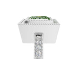 White gold Fancy Green Princess  Cut Halo Diamond Ring with Pavé Band and Milgrain Prong Setting_36