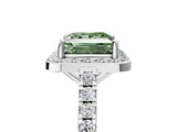 White gold Fancy Green Princess Cut Halo Diamond Ring with Pavé Band and Three-Prong Setting_17