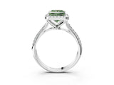 White gold Fancy Green Princess Cut Halo Diamond Ring with Pavé Band_27