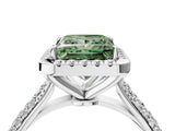 White gold Fancy Green Princess Cut Halo Diamond Ring with Pavé Band_28