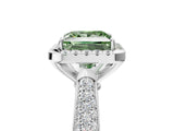 White gold Fancy Green Princess Cut Halo Diamond Ring with Pavé Band_29