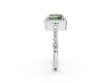 White gold Fancy Green Princess  Cut Halo Diamond Ring with Pave Band and Four-Prong Setting_2