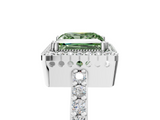 White gold Fancy Green Princess  Cut Halo Diamond Ring with Pave Band and Four-Prong Setting_5