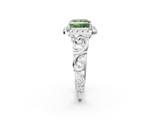 White gold Fancy Green Princess  Cut Halo Diamond Ring with Scrollwork Band and Four-Prong Setting_2