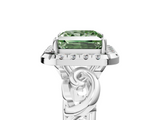 White gold Fancy Green Princess  Cut Halo Diamond Ring with Scrollwork Band and Four-Prong Setting_5