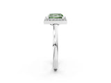 White gold Fancy Green Princess Cut Halo Diamond Ring with Solitaire Band and Prong Setting_2