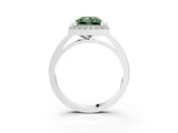 White gold Fancy Green Princess Cut Halo Diamond Ring with Solitaire Band and Prong Setting_3