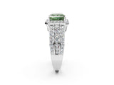 White gold Fancy Green Princess Cut Halo Diamond Ring with Split Shank and Four-Prong Setting_36