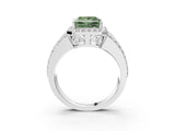 White gold Fancy Green Princess Cut Halo Diamond Ring with Split Shank and Four-Prong Setting_37