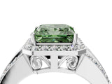 White gold Fancy Green Princess Cut Halo Diamond Ring with Split Shank and Four-Prong Setting_38